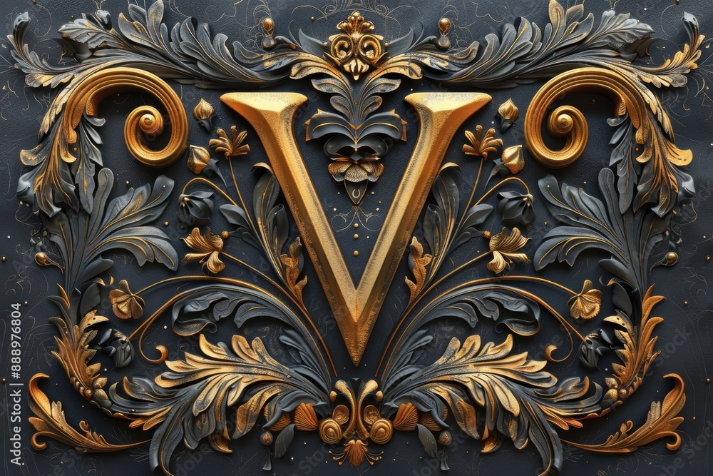 Fototapete a stylized illustration of the letter v surrounded by intricate patterns and designs creating a visu