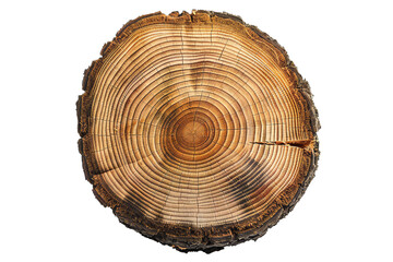 Fototapeta premium Round cut down tree with annual rings on transparent background Generative Ai