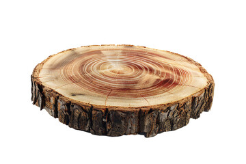 Round cut down tree with annual rings on transparent background Generative Ai