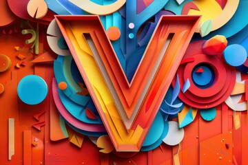 An artistic illustration featuring the letter V creatively integrated into a vibrant and dynamic design. Perfect for projects that require a bold and modern typographic element.