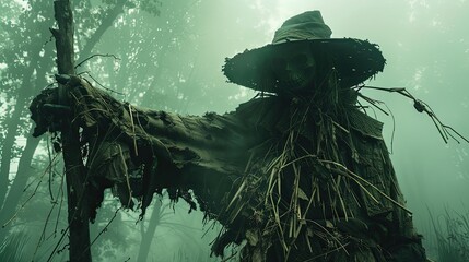 Sinister scarecrow in paranormal setting