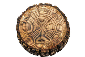 Fototapeta premium Round cut down tree with annual rings on transparent background Generative Ai