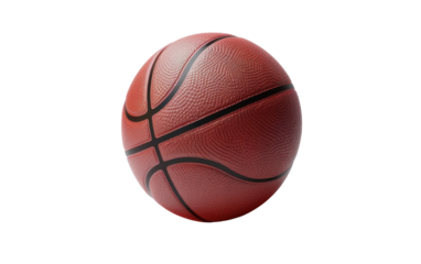 A close-up of a basketball, isolated on a white background