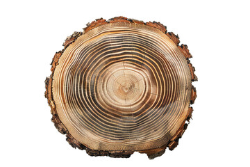 Obraz premium Round cut down tree with annual rings on transparent background Generative Ai
