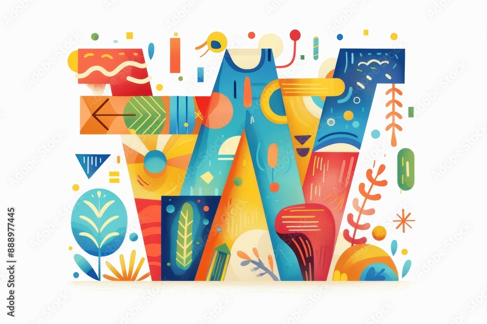 Fototapete a whimsical illustration of the letter w featuring playful typography and colorful elements adding a