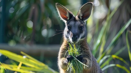 The Red Necked Wallaby Eats