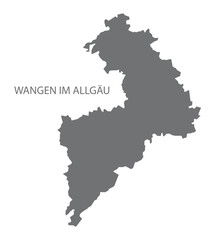 Fototapeta premium Wangen im Allgäu German city map grey illustration silhouette shape