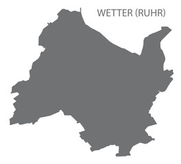 Fototapeta premium Wetter (Ruhr) German city map grey illustration silhouette shape