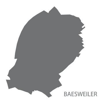 Baesweiler German city map grey illustration silhouette shape