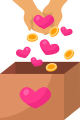 Hand Charity With Donation Box Illustration