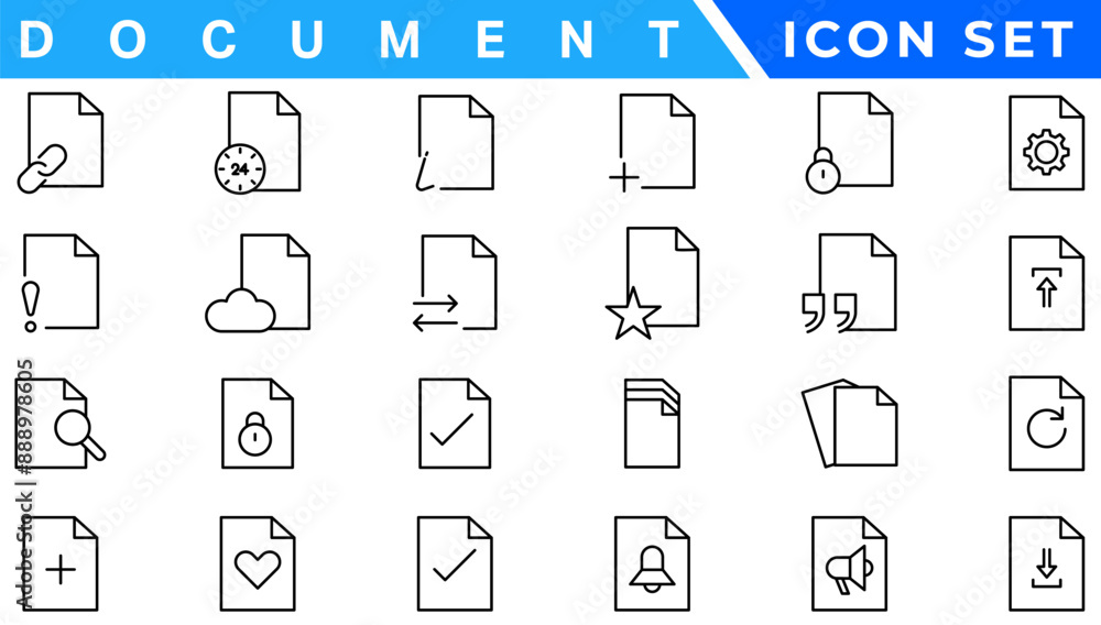 Poster document line icon set. documents symbol collection. different documents icons vector illustration