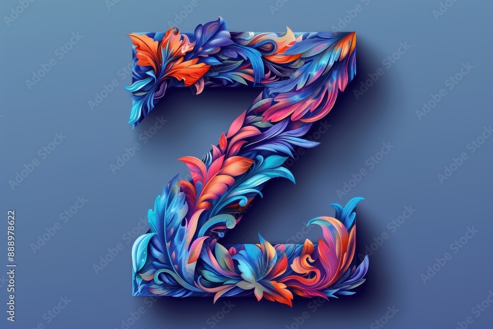 Fototapete a charming illustration of the letter z with each stroke showcasing unique patterns and textures. th