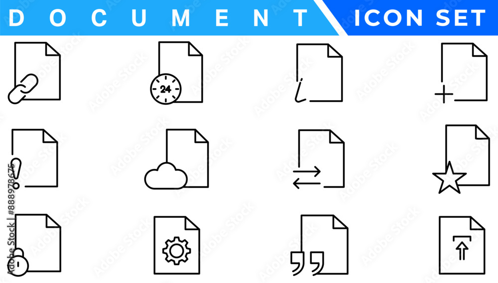 Poster document line icon set. documents symbol collection. different documents icons vector illustration