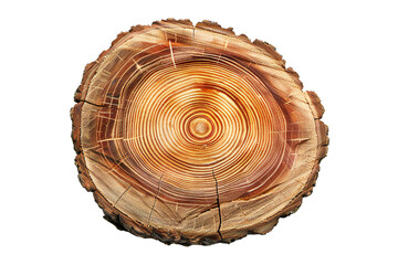 Round cut down tree with annual rings on transparent background Generative Ai