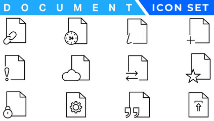 Document line icon set. Documents symbol collection. Different documents icons vector illustration