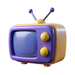 3d retro tv isolated on white background.