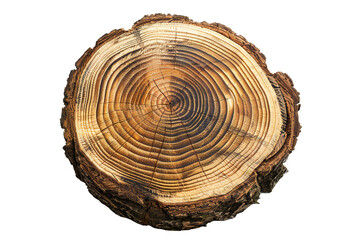 Obraz premium Round cut down tree with annual rings on transparent background Generative Ai