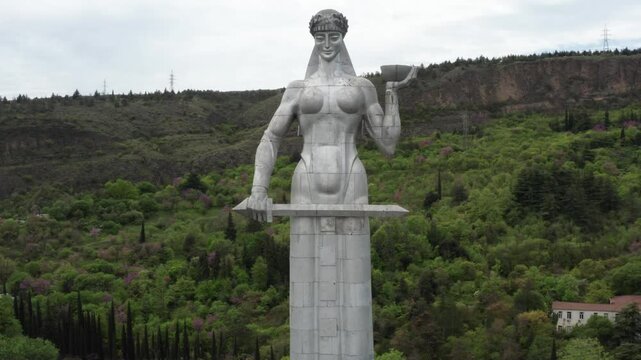 Aerial footage of Mother Georgia in Tbilisi