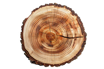 Obraz premium Round cut down tree with annual rings on transparent background Generative Ai
