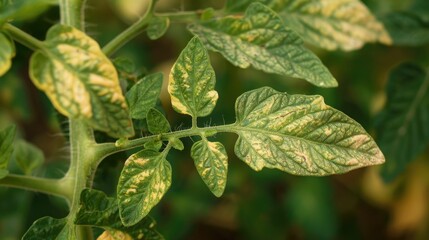 Drought stress and heat stress symptoms on tomato leaves Solanum lycopersicum abiotic stress symptoms in plants