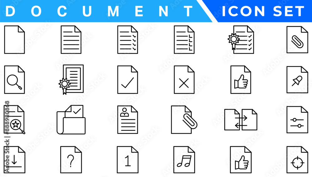Poster document line icon set. documents symbol collection. different documents icons vector illustration