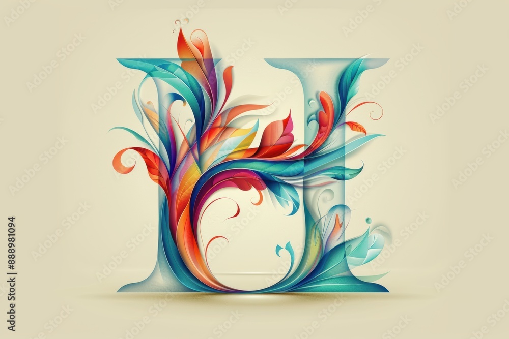 Fototapete an elegant and refined illustration of the letter h with graceful curves and a sophisticated color s