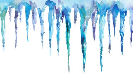 Fototapeta premium Hand drawn watercolor icicles Isolated on white background for fabric wrapping paper scrapbooking textile etc