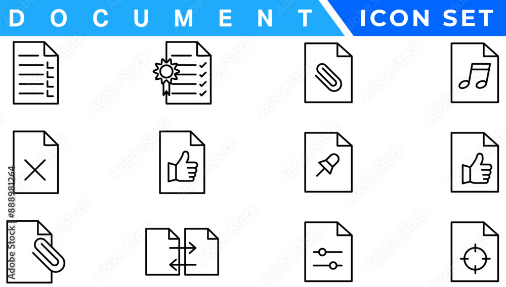 Poster document line icon set. documents symbol collection. different documents icons vector illustration