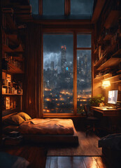 view from the window at night