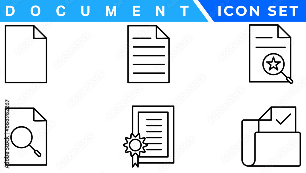 Poster document line icon set. documents symbol collection. different documents icons vector illustration