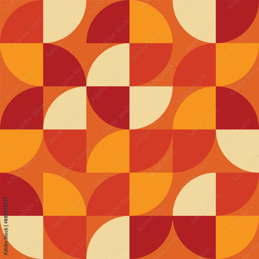 Poster retro seamless geometric pattern background, vector abstract circles,bauhaus pattern background.