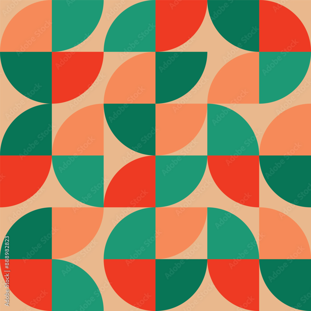 Poster retro seamless geometric pattern background, vector abstract circles,bauhaus pattern background.