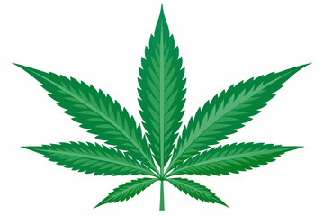 cannabis or hemp or marijuana green fresh leaf silhouette vector illustration