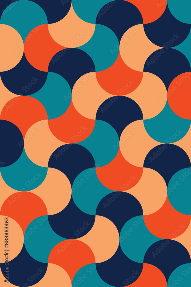 Poster seamless geometric pattern background, vector abstract circles,bauhaus pattern background, with retr