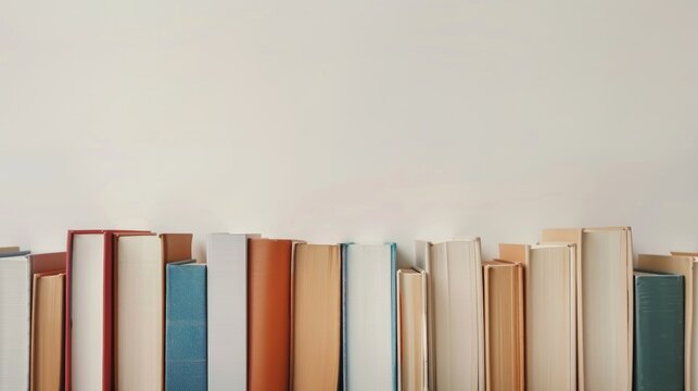 Isolated book border with white background and space for text Display of paper textbooks for decor