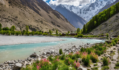 Obraz premium Endless Exploration: Trekking through Pakistan's Ghizer Valley