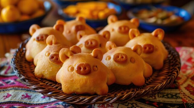 Puerquitos de Piloncillo Also called Cochinitos Cerditos or Chichimbres Traditional Mexican sweet bread with pig shape usually eaten with pot coffee or hot chocolate