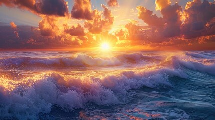 Fototapeta premium Radiant sunlight dappling on ocean waves