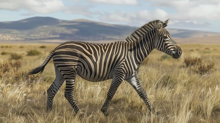 Grevy s Zebra Walking on Grass