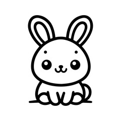 Cute bunny rabbit outline sketch vector illustration.