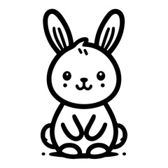 Cute bunny rabbit outline sketch vector illustration.