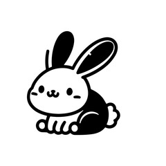Obraz premium Cute bunny rabbit outline sketch vector illustration.