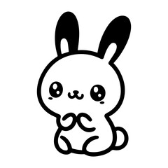 Cute bunny rabbit outline sketch vector illustration.