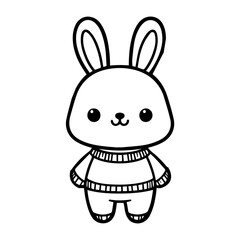 Cute bunny rabbit outline sketch vector illustration.