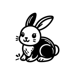 Cute bunny rabbit outline sketch vector illustration.