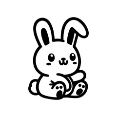 Cute bunny rabbit outline sketch vector illustration.