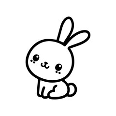 Cute bunny rabbit outline sketch vector illustration.