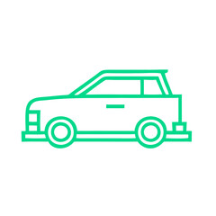 Fototapeta premium icon of green car with Straight Lines and Shapes