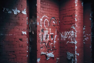 red brick walls background stock photo, in the style of unprimed canvas