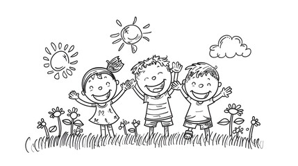 Fototapeta premium Children?s Day: Simple Sketch Banner Art
